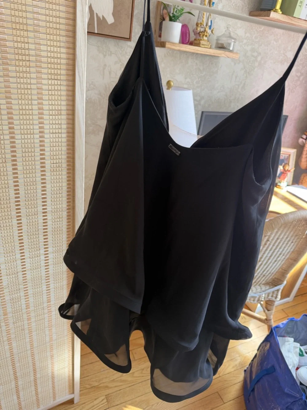 Black Ruffled Mini Dress - Picture 6 of 8